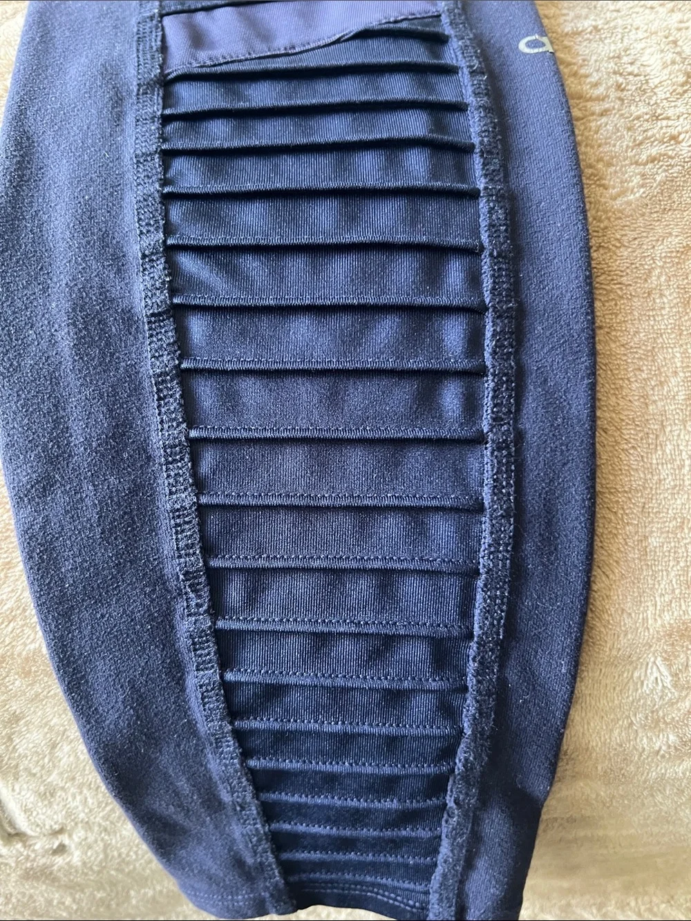 ALO Yoga Navy Ribbed Panel Performance Leggings